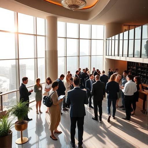 Fotografia de um evento corporativo com pessoas networking em um hotel de luxo no Rio de Janeiro.
