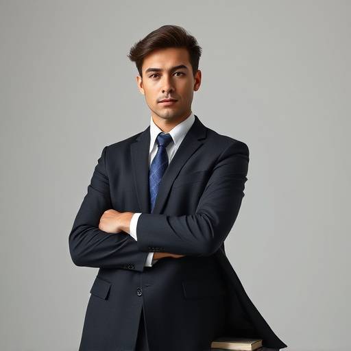 Retrato profissional de um jovem advogado em um estüdio com fundo neutro