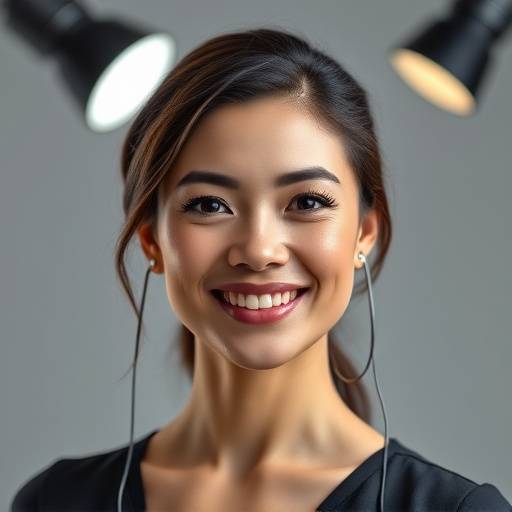 Retrato profissional de uma mulher sorrindo em um estüdio